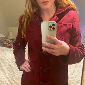 Red wool Peacoat. Great condition. Hole in one of the pockets, easy fix!